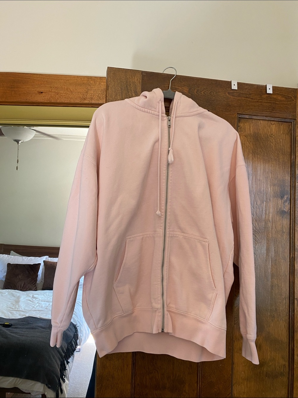 Baby pink zip up hoodie